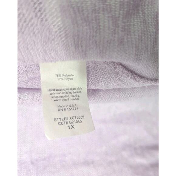 Gilli Open Front Light Weight Cardigan Sweater Size 1X Purple 3/4 Dolman Sleeve - Picture 6 of 9